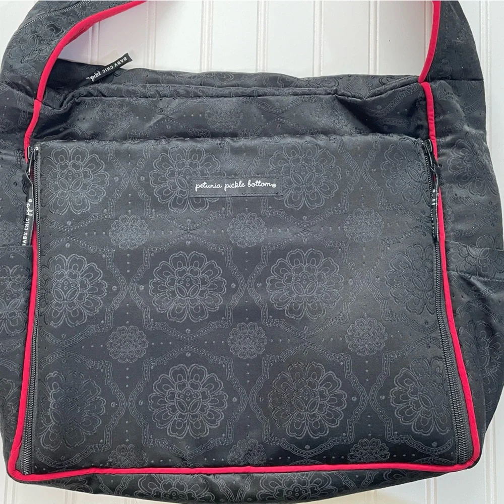 Petunia Pickle Bottom Red Black Diaper Shoulder Crossbody Bag Midnight Iris Roll